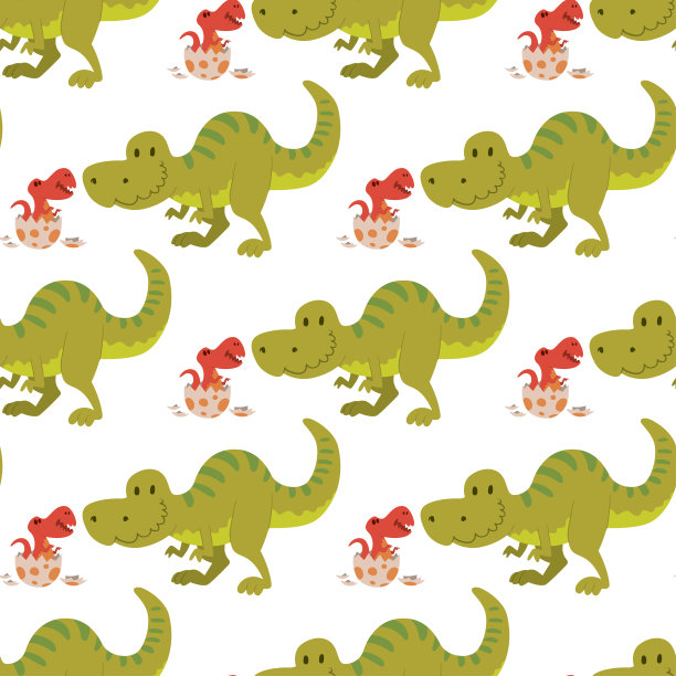 恐龙矢量恐龙动物霸王龙危险生物强迫野生侏罗纪捕食者史前灭绝无缝模式背景插图图片下载