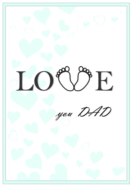 爱你的爸爸垂直绿色贺卡矢量插图图片下载