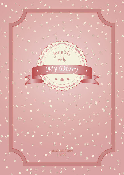 封面的日记笔记本复古粉红色花条纹和丝带与文字在粉红色的背景封面设计的笔记本日记工作，为学校办公室教育矢量图片下载