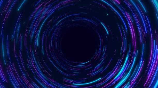蓝色和紫色抽象圆形径向线背景。数据流。图片下载