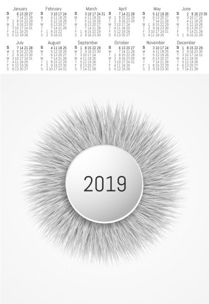 矢量毛皮设计日历2019图片下载