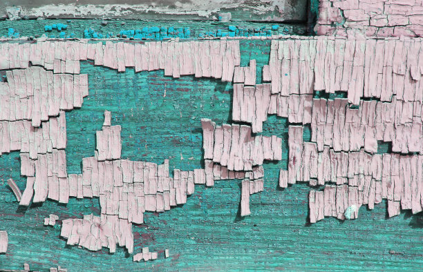 旧的木头背景和残留的旧油漆碎片在木头上。纹理一棵老树，木板用油漆，复古背景剥落油漆。油漆破裂的旧蓝板，古董，木头，背景图片下载
