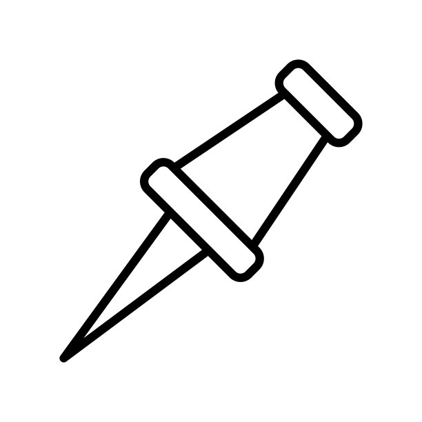 白色背景上孤立的图钉图标矢量符号，图钉标志概念图片下载