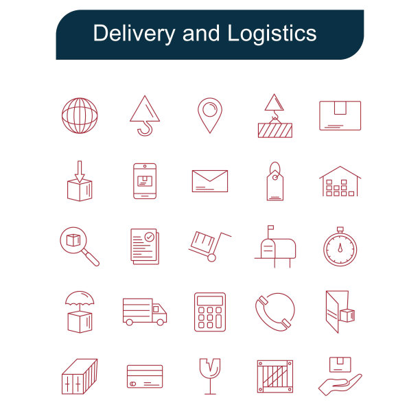 交付和物流图标设置矢量图片下载