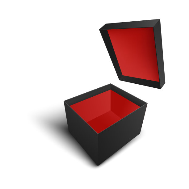 黑色开空白方盒飞盖和红色内侧现实主义风格图片下载