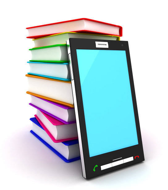 智能手机和许多书籍图片下载