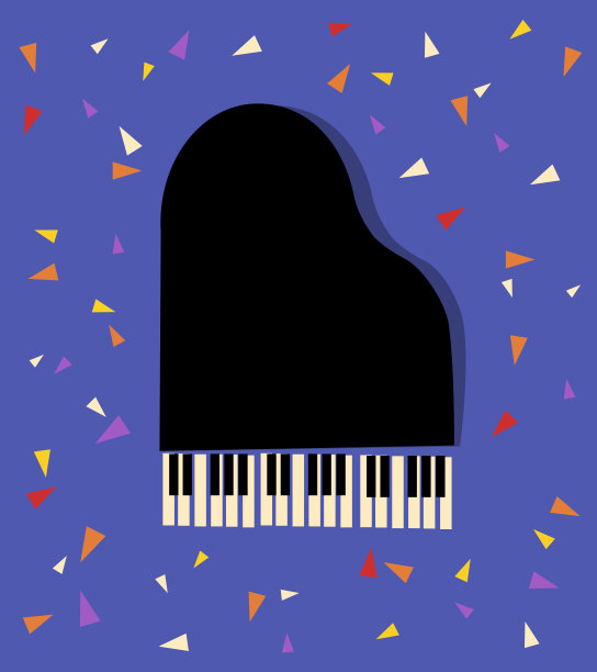 简单的矢量插图的钢琴。音乐概念海报。图片下载