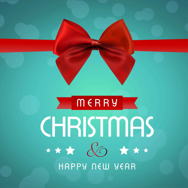 带红色蝴蝶结的圣诞卡图片下载