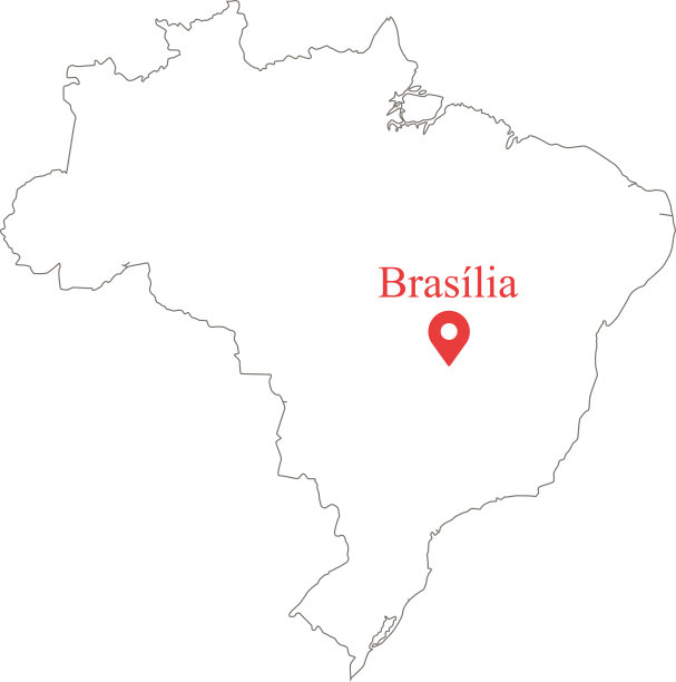 空白地图的巴西矢量大纲插图和首都位置巴西利亚图片下载