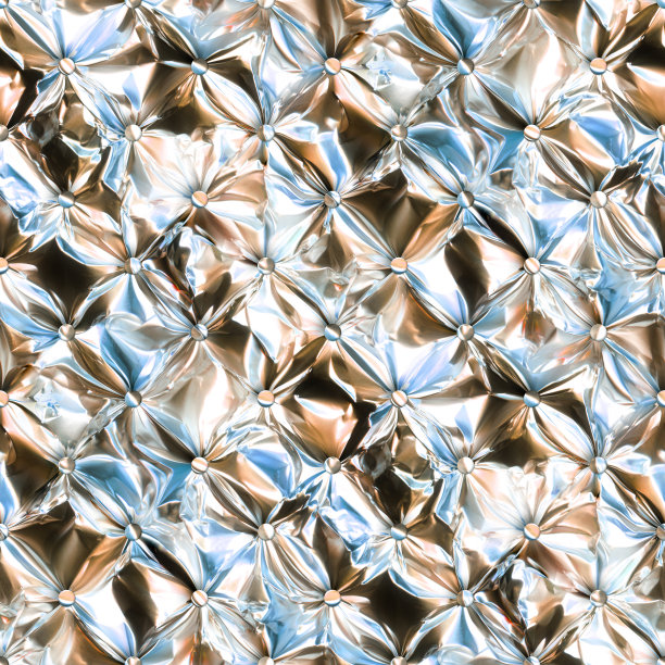 Coach-type闪亮的彩色锡箔平整与钮扣拧紧。切斯特菲尔德风格绗缝室内装饰背景。柔和的背景无缝纹理图片下载