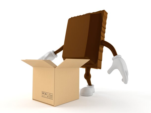 巧克力人物与打开的纸板箱图片下载