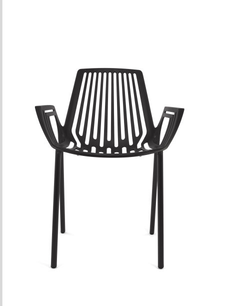 黑色金属户外椅子上的白色背景图片下载