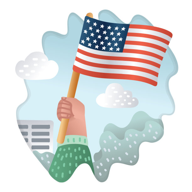 手握美国国旗。图片下载