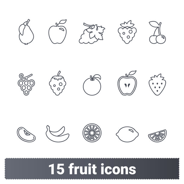 水果和浆果简单的细线图标图片下载