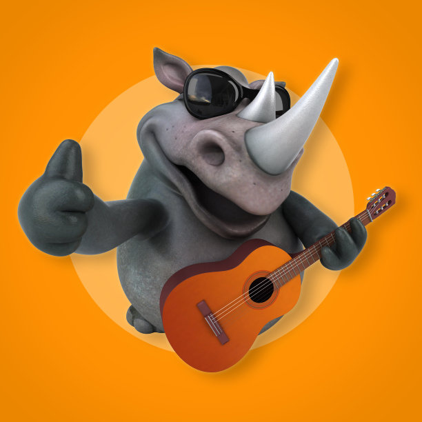 有趣的犀牛- 3D插图图片下载