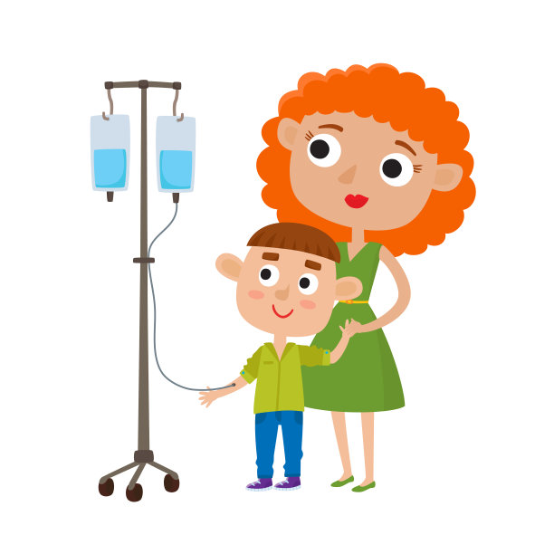 矢量插图母亲与她生病的小儿子隔离上图片下载