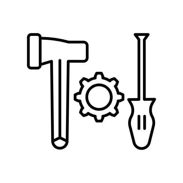 白色背景上的工具图标矢量标志和符号，工具logo概念图片下载