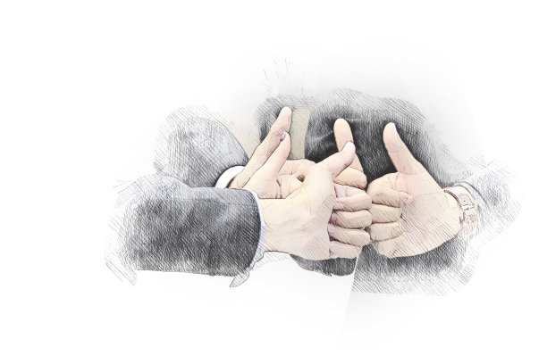 抽象手团队水彩画背景。图片下载