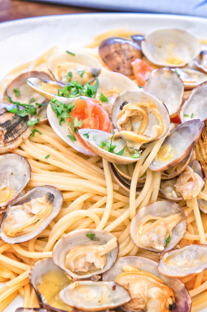 蛤蜊意大利面特写图片下载