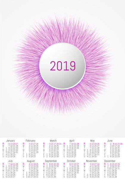 矢量毛皮设计日历2019图片下载