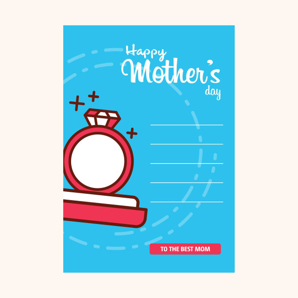 母亲节快乐印刷设计卡与红色背景图片下载