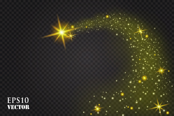 一颗明亮的彗星。流星。发出光的效果。矢量图图片下载