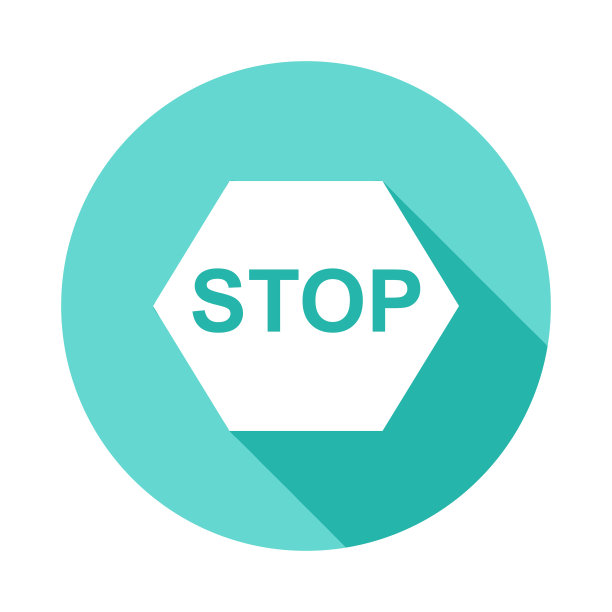 停止标志图标在平长阴影风格图片下载