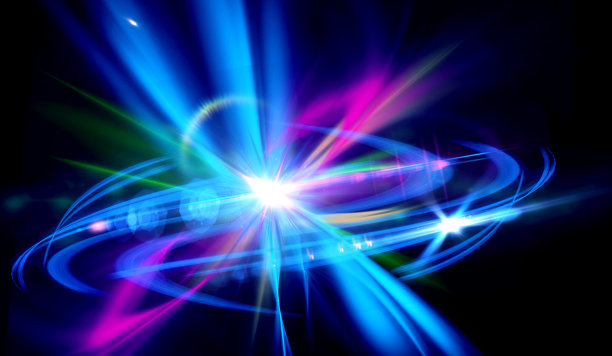 抽象背景蓝光效果，分形，光线，闪光，辉光图片下载