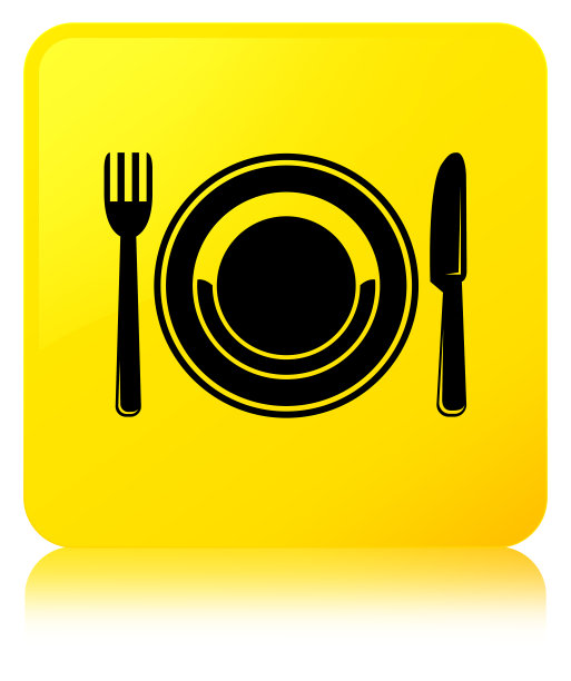 食物盘图标黄色方块按钮图片下载