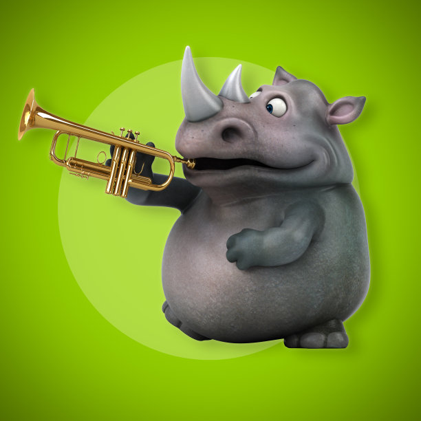 有趣的犀牛- 3D插图图片下载