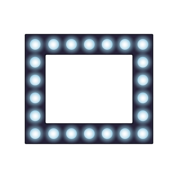 方形框架与灯，放置文本或照片与照明灯泡，装饰发光边框和边界，矢量插图图片下载
