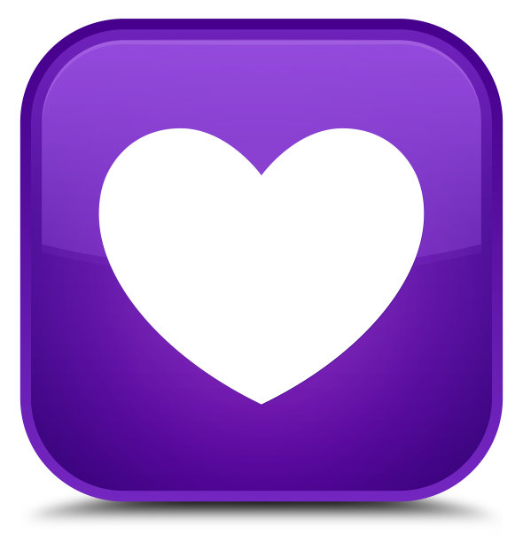 心形图标特殊的紫色方形按钮图片下载