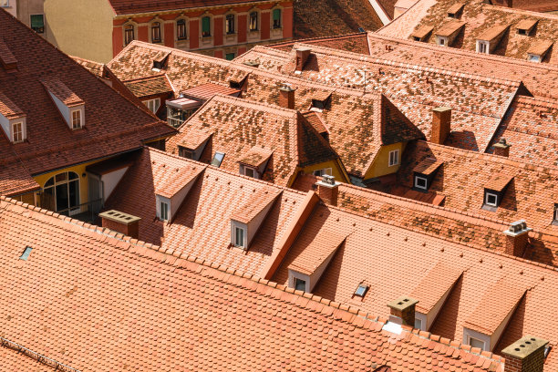 奥地利格拉茨的黏土屋顶图片下载