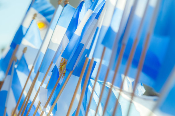 阳光照耀下的阿根廷小国旗图片下载