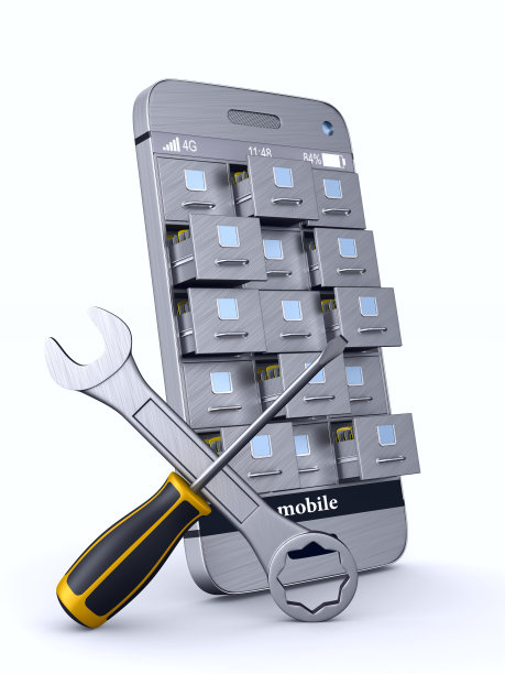 白色背景的文件柜服务电话。孤立的3 d演示图片下载