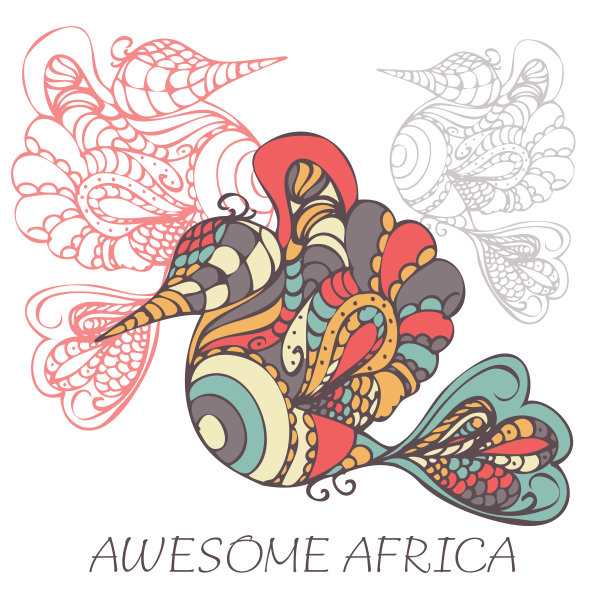 涂鸦鸟，手绘插图素材图片