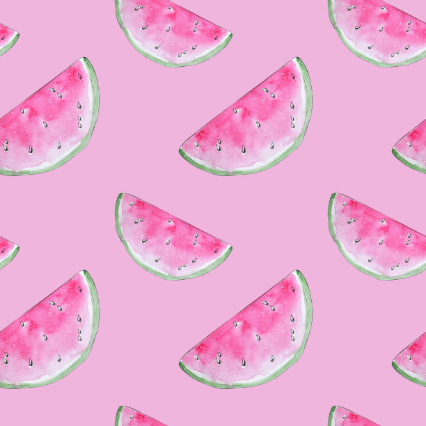 手绘水彩西瓜无缝图案图片下载