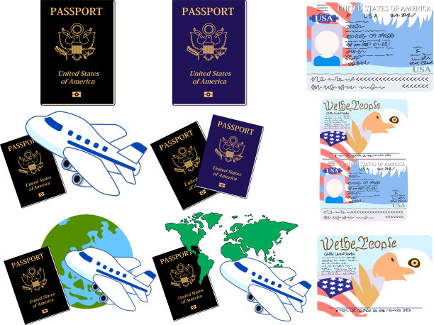 插图的美国护照设置图片下载