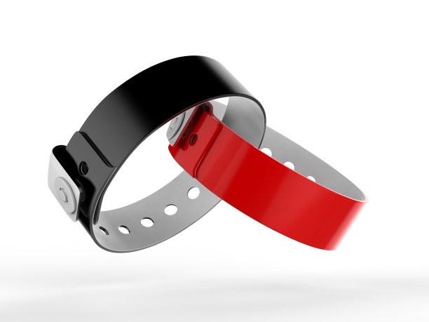 为您的活动和聚会的空白安全腕带标签。3d渲染图。素材图片