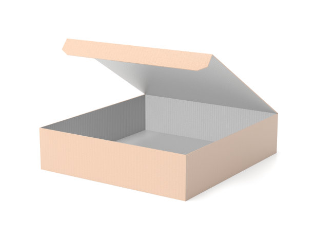 扁平的棕色纸盒。打开纸箱。孤立的3d渲染图图片下载