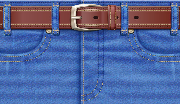 牛仔裤配皮带。牛仔裤的裤子。矢量插图。图片下载