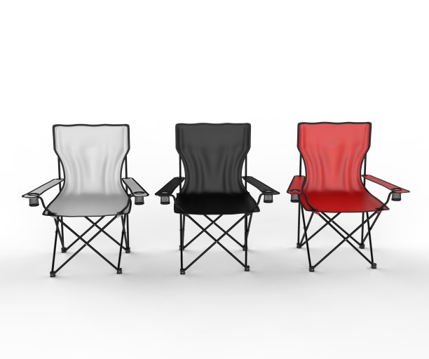空白折叠露营椅品牌。3d渲染插图。图片下载
