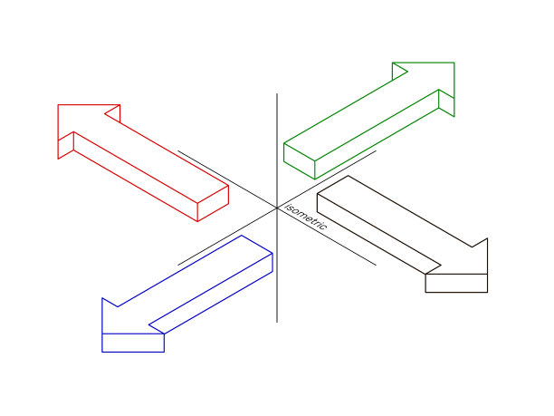 3d箭头符号集。孤立在白色的。向量轮廓。等角投影。图片下载