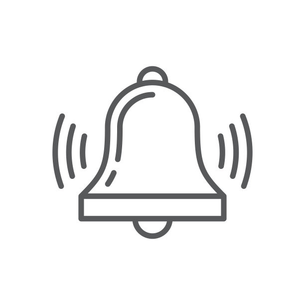 钟形线图标。极简主义图标孤立的白色背景。钟的轮廓简单。图片下载