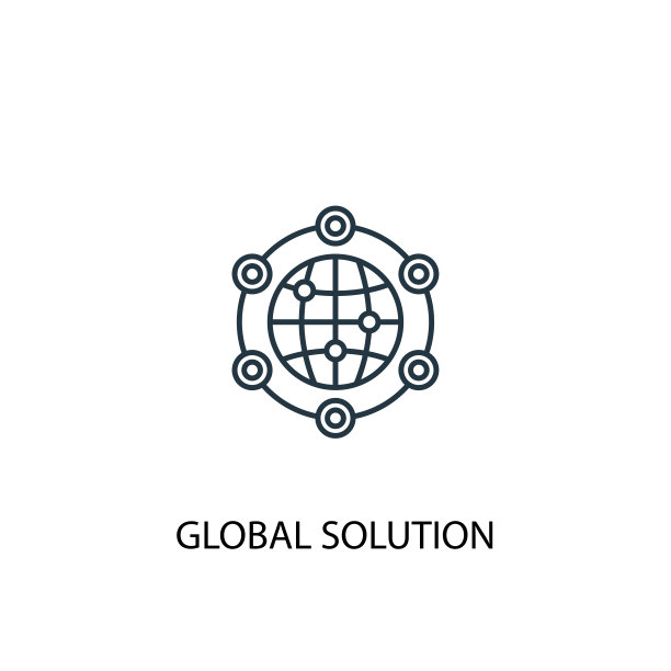 全球解决方案概念线性图标，用于Web和移动UI/UX图片下载