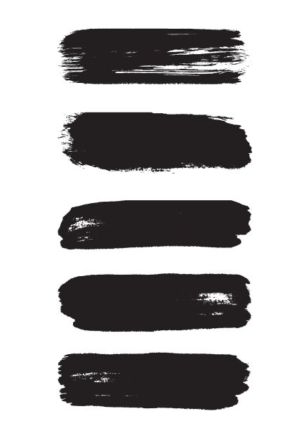 枯燥乏味的背景。一套黑色的笔触粉笔和木炭在白色的背景。图片下载