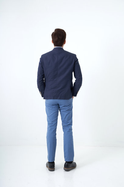 商人的后视图在白色的背景图片下载