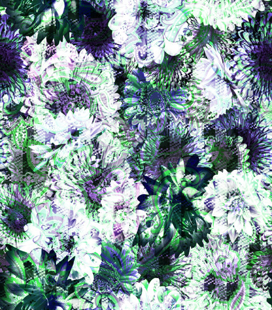 无缝模式与非洲菊和不同的花在格子或格子背景。图片下载