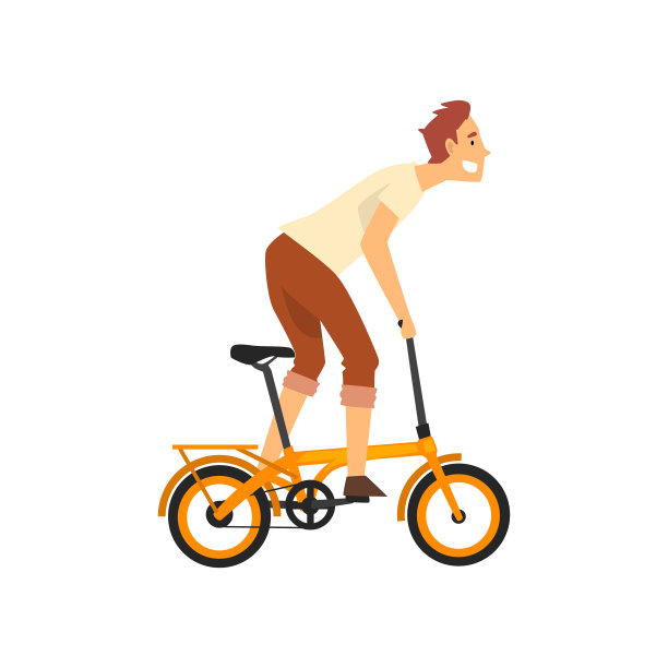 男人骑自行车，快乐的自行车字符自行车矢量插图图片下载