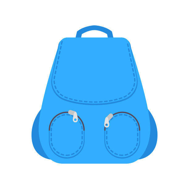 旅行蓝色袋扁平图标孤立在白色背景图片下载